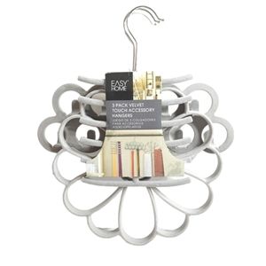 Easy Home 3 Pack‎ Velvet Touch Accessory Grey Hangers For Scarfs, Belts & Ties